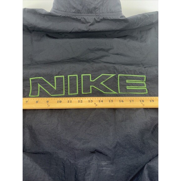 Vintage NIKE Jacket Black 1/4zip Green Spell out And Swoosh Men’s Size XL - Picture 9 of 14